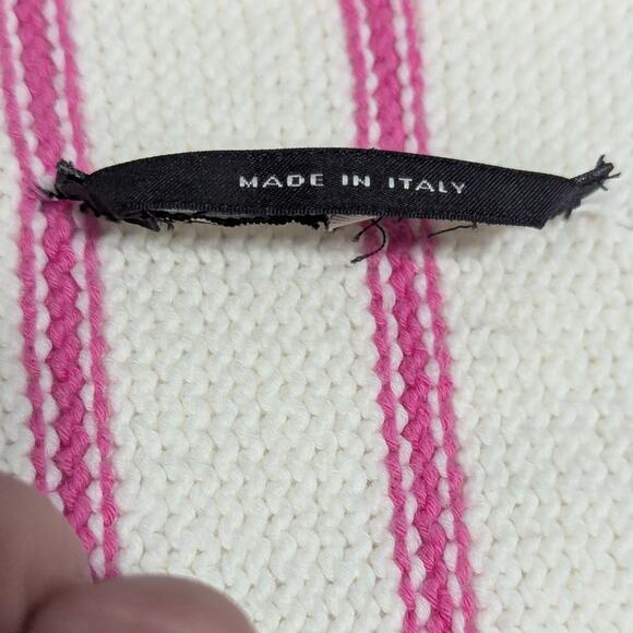 Weekend Max Mara Knit Vertical Striped Sweater Pink White Womens Medium Shirt - Picture 4 of 4